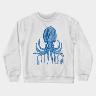 Playful Octopus Art Block Print in Blue Crewneck Sweatshirt